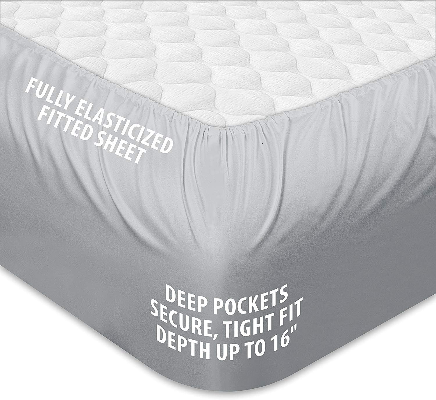 400 Thread Count 100 Percent Cotton Fitted Sheet King 15 Inch Deep Pocket Long Staple Cotton 1 Fitted Sheet Only Light Grey Solid Sateen Weave Soft Breathable Elastic All Arount The Matress