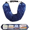 Bcxfbxd Travel Neck Pillow Stuffable Soft Plush Adjustable Storage Pillow with Clothes for Airplane Travel Road Trip Camping