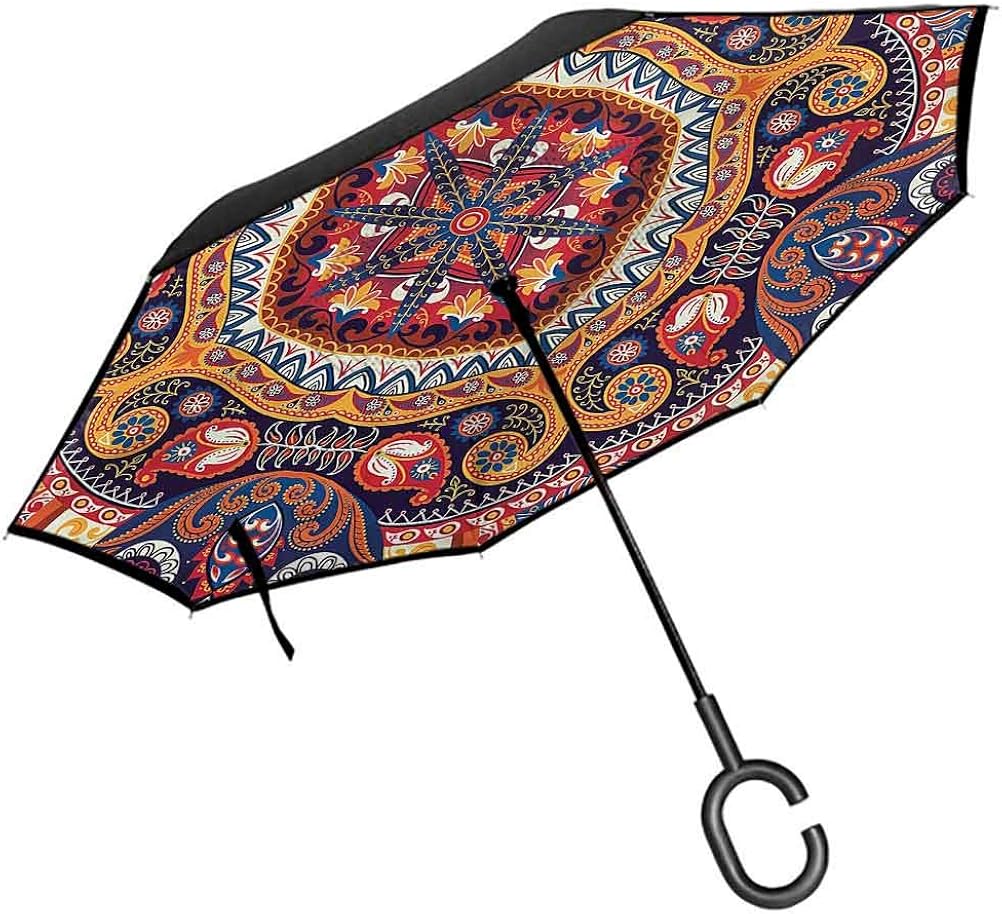 ScottDecor Paisley Umbrella Arabic Flower Rug Upside Down