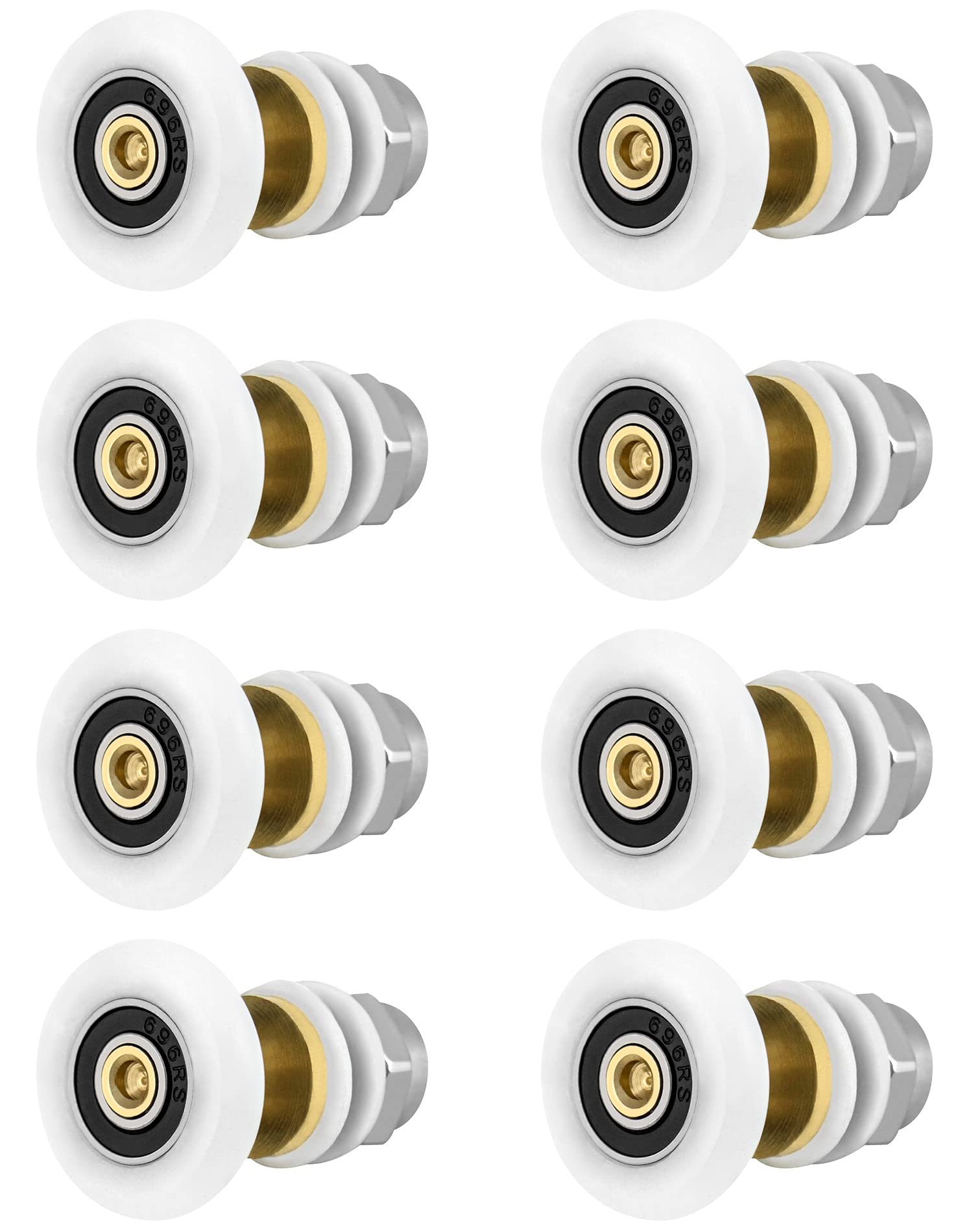 QWORK® 8 Pcs Shower Door Rollers, Fixing Replacement Sliding Shower Doors Wheels 25mm Roller Diameter for Glass Thickness 4~6mm