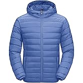 MAGCOMSEN Men's Lightweight Puffer Jacket Hooded Warm Winter Coat Quilted Lined Water-Resistant Full Zip Bubble Jackets