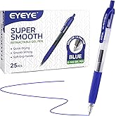 EYEYE G-103 Retractable Gel Pens 0.7mm, 25 Pack 0.7 mm Blue Ink Medium Point Ballpoint Pen Quick Drying, Pen Fine Point Smooth Writing Pens for for Office School Supplies