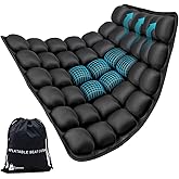 Inflatable Airplane Seat Cushion, Comfort 3d Air Cell Seat Cushion, Tailbone Pain Relief for Long Distance Sedentary People to Use (Black, 16*18in)