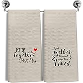 Mr and Mrs Beige Kitchen Dish Tea Towels Set of 2, Unique Wedding/Engagement/Wedding Shower/Just Married/Engaged Gifts for Newlyweds Couples Bride Fiance 2025, Wedding Hand Towels for Bathroom