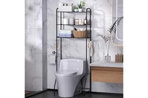 samstar 3 Tier Over The Toilet Storage Rack, Bathroom Organizer Shelves Cabinet Above Toilet, Freestanding Shelf Space Saver, Black
