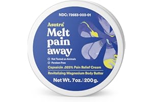 ASUTRA Melt Pain Away Magnesium Lotion for Pain Relief 7 oz | Magnesium Cream for Muscle, Leg Cramps, and Feet wtih Shea Butter & Almond Oil Moisturizer
