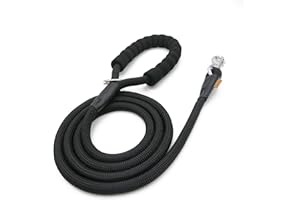 Aiminto Dog Leash, Braided Rope Traction – Walking Training Lead for Medium/Large Dogs ((1/2") x 6FT, Black)