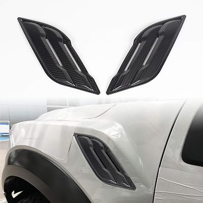 Voodonala Carbon Fiber Grain Fender Plate Outlet Vent Trim for Ford F150 2015 2016 2017