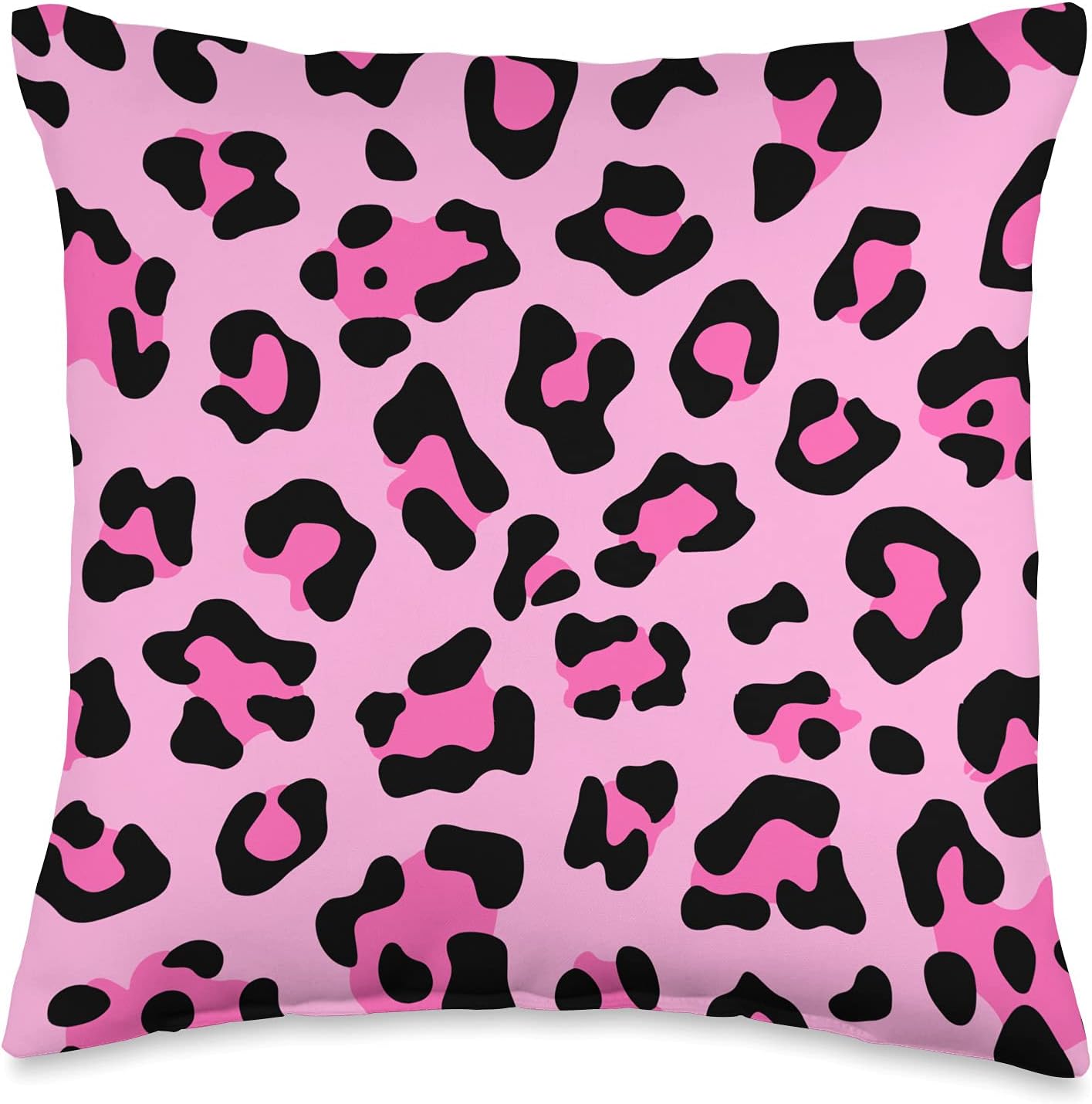 Black and Hot Pink Decorations Black and Hot Pink Leopard Cheetah Print Animal Pattern Throw Pillow, 16x16, Multicolor