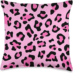 Black and Hot Pink Decorations Black and Hot Pink Leopard Cheetah Print Animal Pattern Throw Pillow, 16x16, Multicolor