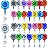 30 Pack Frosted Retractable Badge Reels with 24" Cord, ID Badge Holders Clips for Work, Office, Hospital, Events (Frosted Tra