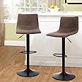 MAISON ARTS Swivel Bar Stools Set of 2 for Kitchen Counter Adjustable Counter Height Bar Chairs with Back Tall Barstools PU Leather Kitchen Island Stools, 300 LBS Bear Capacity, Brown