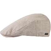 TOP-EX Men's 100% Linen Flat Cap, Cotton Lined Newsboy Hat for Big Heads | Breathable 100% linen with soft cotton lining; lightweight newsboy cap for summer driving, golf, travel and everyday wear