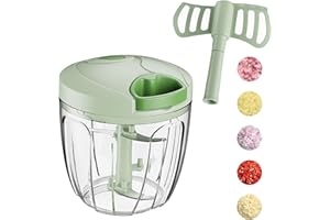 Cuisiland 900ML Manual Pull Chopper with Double-Layer Stainless Steel Blades & Mixing Paddle – Large Capacity Handheld Food P