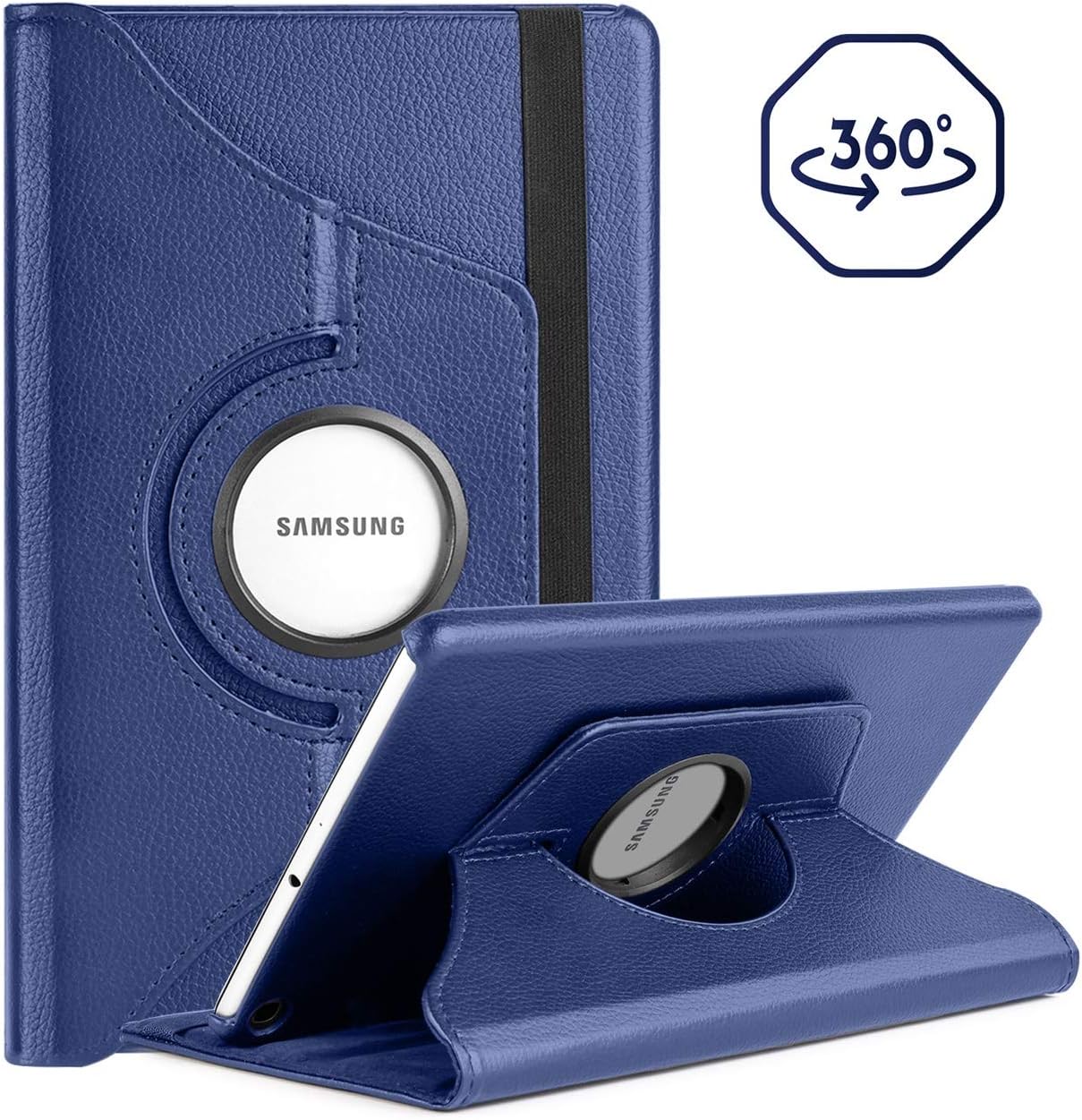 Yadoo-Samsung Galaxy Tab A 10.1 2019 Case,Vintage PU Leather Case with 360 Degree Rotating Stand Hard Folding Full-Body Case for Samsung Galaxy Tab A 10.1 2019 Release(SM-T510 /T515)-Blue