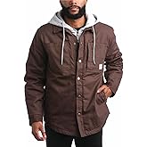 Bass Creek Outfitters Canvas Mens Jacket - Insulated Workwear Fleece Zip Front Duck Canvas Mens Winter Jacket with Hood