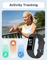Cloudpoem Fitness Tracker Heart Rate Sleep Pedometer IP68 Waterproof for view 2