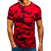 Men's Camouflage T-Shirt Sports Fitness Short Sleeve Military Camo Crewneck Vintage Shirt