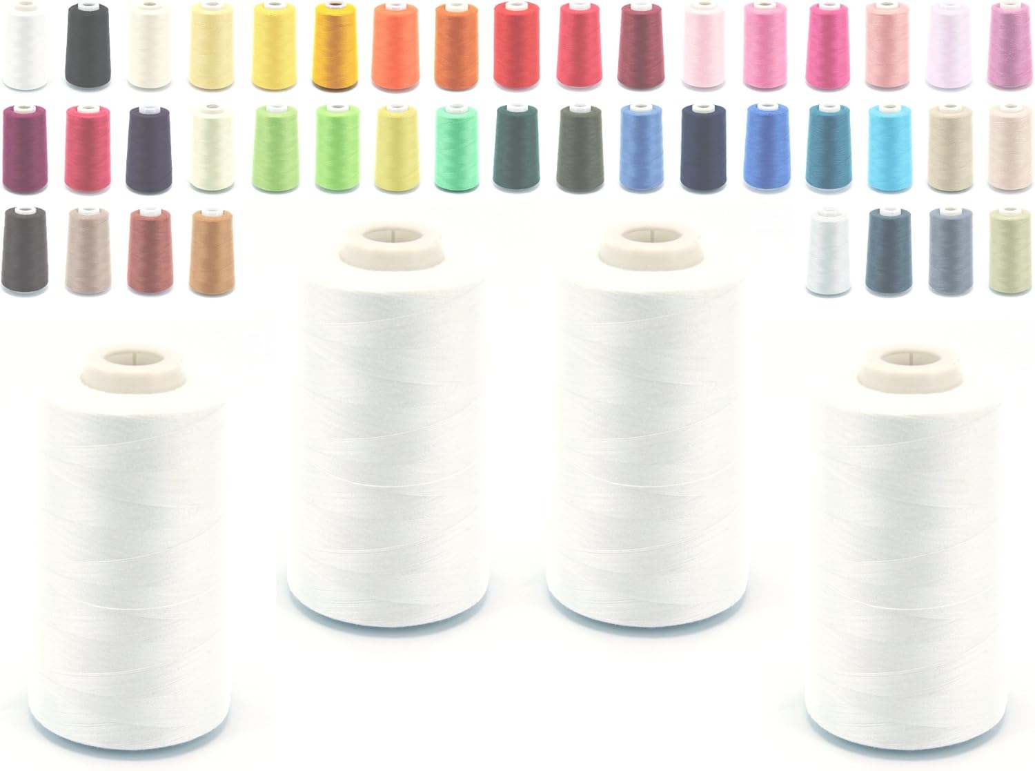 Schnoschi 4 Konen Overlockgarn 40/2 (120), 5000 Yard (4570 Meter), Nähgarn, weiß