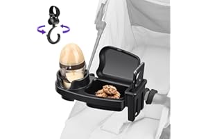MYPIN Universal Stroller Snack Tray, 3 in 1 Stroller Cup Holder with Phone Holder and Silicone Flexible Arms Grip, Stroller Tray Attachment Compatible with Uppababy, Baby Jogger, Britax (Snack Tray)