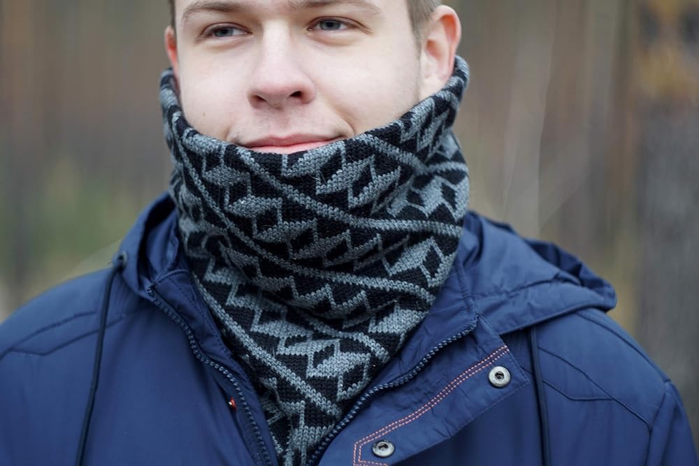 Knitted infinity scarf wool snood male scarf mens Cashwool cowl Handmade