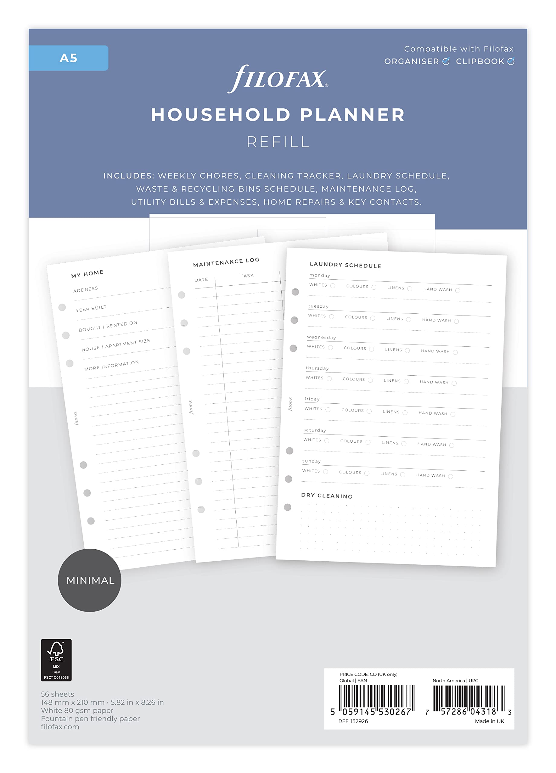 Filofax A5 size Household Planner, White — image 1