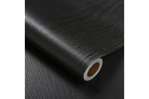 Heroad Peel and Stick Wallpaper Wood Contact Paper Wood Wallpaper Black Wood Grain Contact Paper Thicken Textured for Cabinets and Drawers Countertops Waterproof Self Adhesive Vinyl 17.5'' x 78.7''