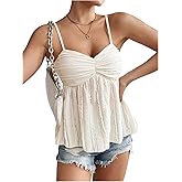 SOLY HUX Women's Peplum Crop Tops Y2K Cute Babydoll Tops Lace Ruched Dressy Casual Spaghetti Strap Going Out Camisole
