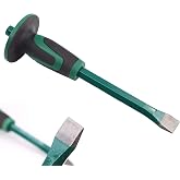 Rock Chisel with Protective Hand Grip Guard for Masonry, 1"x12" | Cold Chisel, Drop Forged Carbon Steel Masonry Chisel, Suit to Removing Soft Stone, Concrete, Plaster, and Drywall