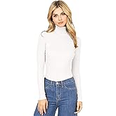 Ambiance Apparel Women's Ribbed Long Sleeve Turtleneck Top (S, Ivory)