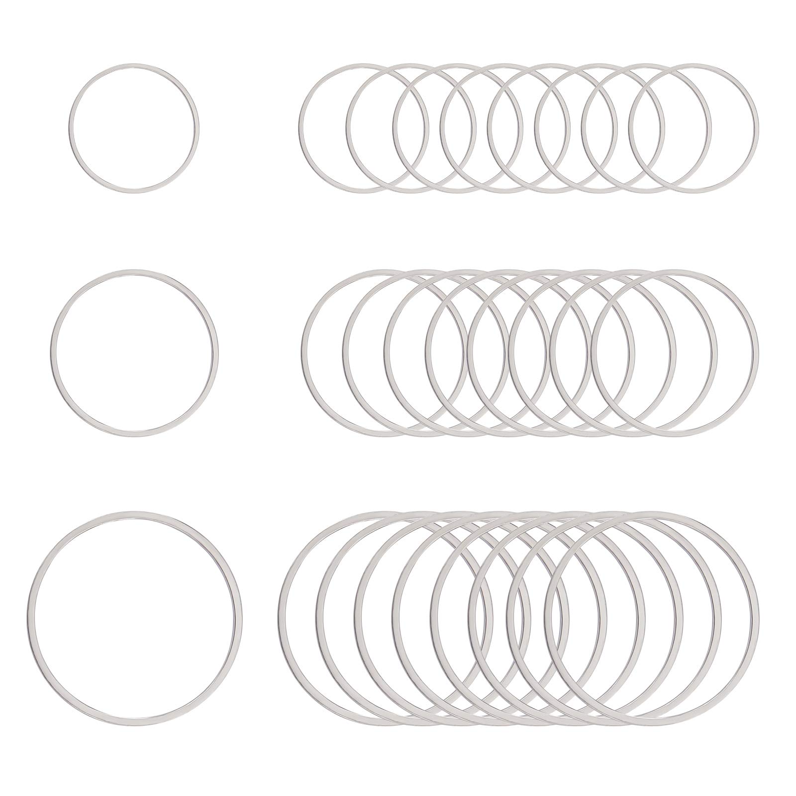 UNICRAFTALE 60pcs 12/15/19mm Linking Rings Hollow Ring Charm Stainless Steel Linking Charm Frame Round Charms Stainless Steel Color Pendant Connectors Links for Jewelry Making