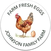 Personalized Egg Carton Labels - Custom Farm Fresh Egg Carton Stickers - Made in USA (40-5000 Labels) (Country Harvest)