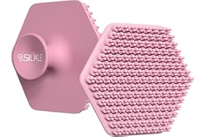 SILKLE Silicone Face Scrubber - Facial Brush for Deep Cleansing and Gentle Exfoliation, Soft Silicone Scrubber with Anti-Slip Handle for All Skin Types, Face Exfoliator for Men & Women - Pink