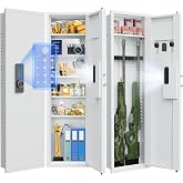 Silkight 53.15" Wall Safe Between the Studs, Biometric Hidden Wall Gun Safe with Touch Digital Keypad ＆ Fingerprint Lock, Gun Cabinet for Rifles and Pistols with Dual Alarm ＆ Mute Mode