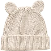 Hadetoto Cotton Baby Beanie Winter Knitted Hat with Bear Ear | Cozy Knit, Infant Toddler, Newborn Boys Girls, Soft Warm, Skull Cap, 0-8 Years