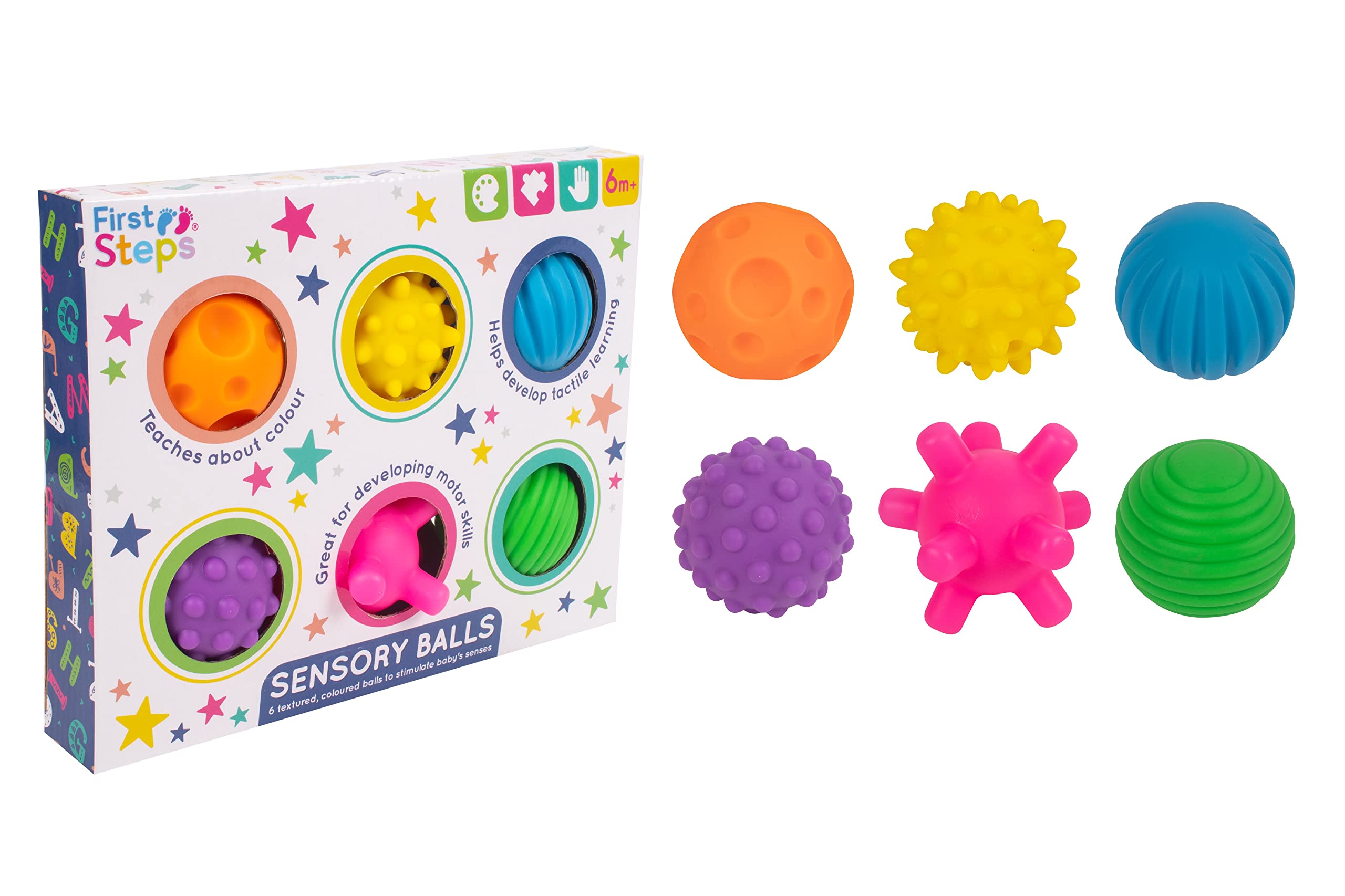 RSW Pack Of 6 Baby Sensory Balls Assorted Textures For Motor Skills & Development And Perfect Colour Teaching Learning