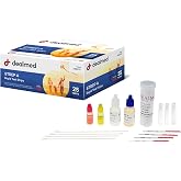Dealmed Rapid Strep A Test Kits - CLIA-Waived, 25 Tests | 4-Step Procedure, Results Under 10 Minutes, 95% Accuracy Vs Culture, Includes Swabs Tubes Reagents Controls, Professional Use
