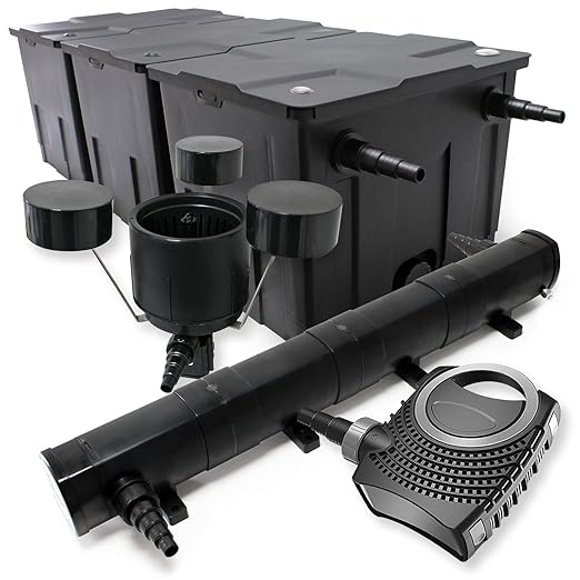 Set: Bio Teichfilter 90000l 72W UVC Teichklärer 80W Teichpumpe Skimmer CSP-250