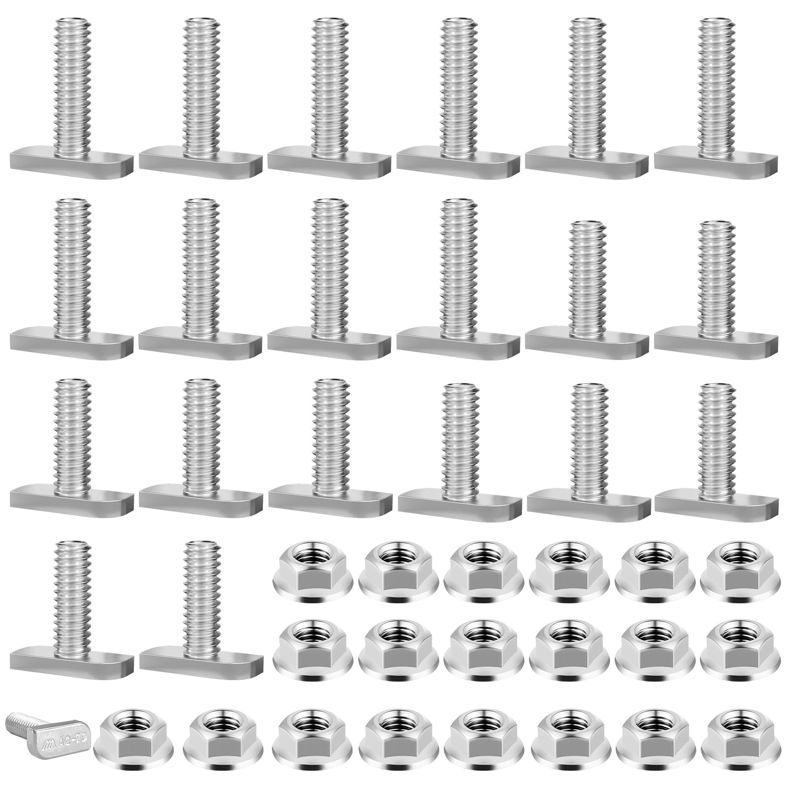 20 Pcs Hammer Head Bolt T Screw, M8*20/M8*25 T Slot Nuts, 304 Stainless Steel Greenhouse Nuts and Bolts, Hammer Head Screws with Locking Tooth Nuts for PV Solar mounting rails, stand aluminium profil