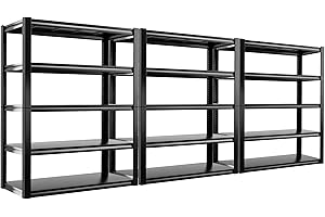 REIBII Storage Shelves Heavy Duty Garage Shelving 72" Adjustable Metal Shelves for Storage 5 Tier Garage Shelf Heavy Duty 2500LBS Basement Kitchen Pantry Shelf, 3 Pack