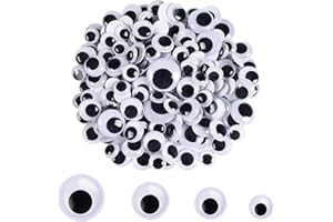 200 Pieces Wiggle Eyes Self Adhesive Black White Googly Eyes for DIY Crafts Decoration (15mm -30mm)