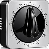 Kitchen Timers for Cooking, Chef Cooking Timer Clock with Loud Alarm - 100% Mechanical Desk Timer - No Batteries Required - Magnetic Backing, Exquisite Stainless Steel Body - Countdown Reminder