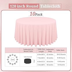 REWOMC 10 Pink Round Tablecloths - 120