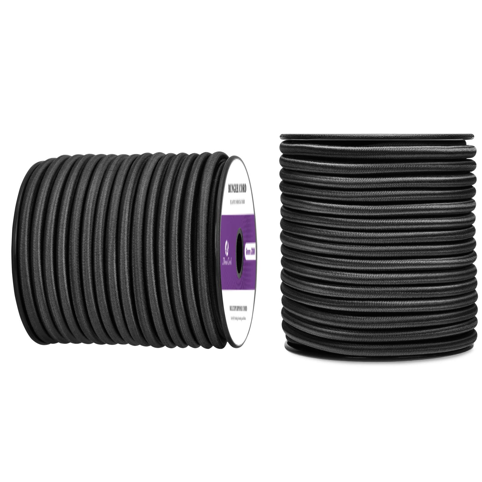 Abma Cord Bungee Cord 6mm 20M Elastic Shock Cord 100% Stretch Elastic Bungee Rope for Tarpaulin, Trailer, Backpack, Tent Pole, Kayak - Black — image 1