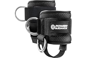 POWER GUIDANCE Ankle Strap for Cable Machine Professional Kickback Ankle Strap for Glute Workouts, Leg Extensions - Adjustable Strap with D-Rings