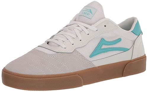 Lakai Men's Cambridge Skate Shoe, White/Teal Suede, 10 in Bahrain