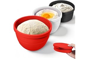 Forenee Foldable Silicone Bowl Insert for KitchenAid Tilt-Head 5 Qt - 3 Pack Kitchen Aid Bowl Liners with Lids - Stand Mixer 