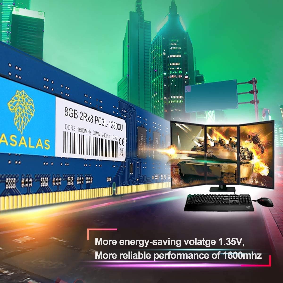 Rasalas 8GB PC3-12800U DDR3-1600 Udimm DDR3L 12800 Desktop PC3L 1600MHz 240 Pin DIMM RAM 2RX8 CL11 1.35V UDIMM RAM Memory for Desktop Computer - Image 4