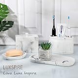 Luxspire Marble Soap Dish - Oval Holder for Bathroom Vanity & Shower view 7
