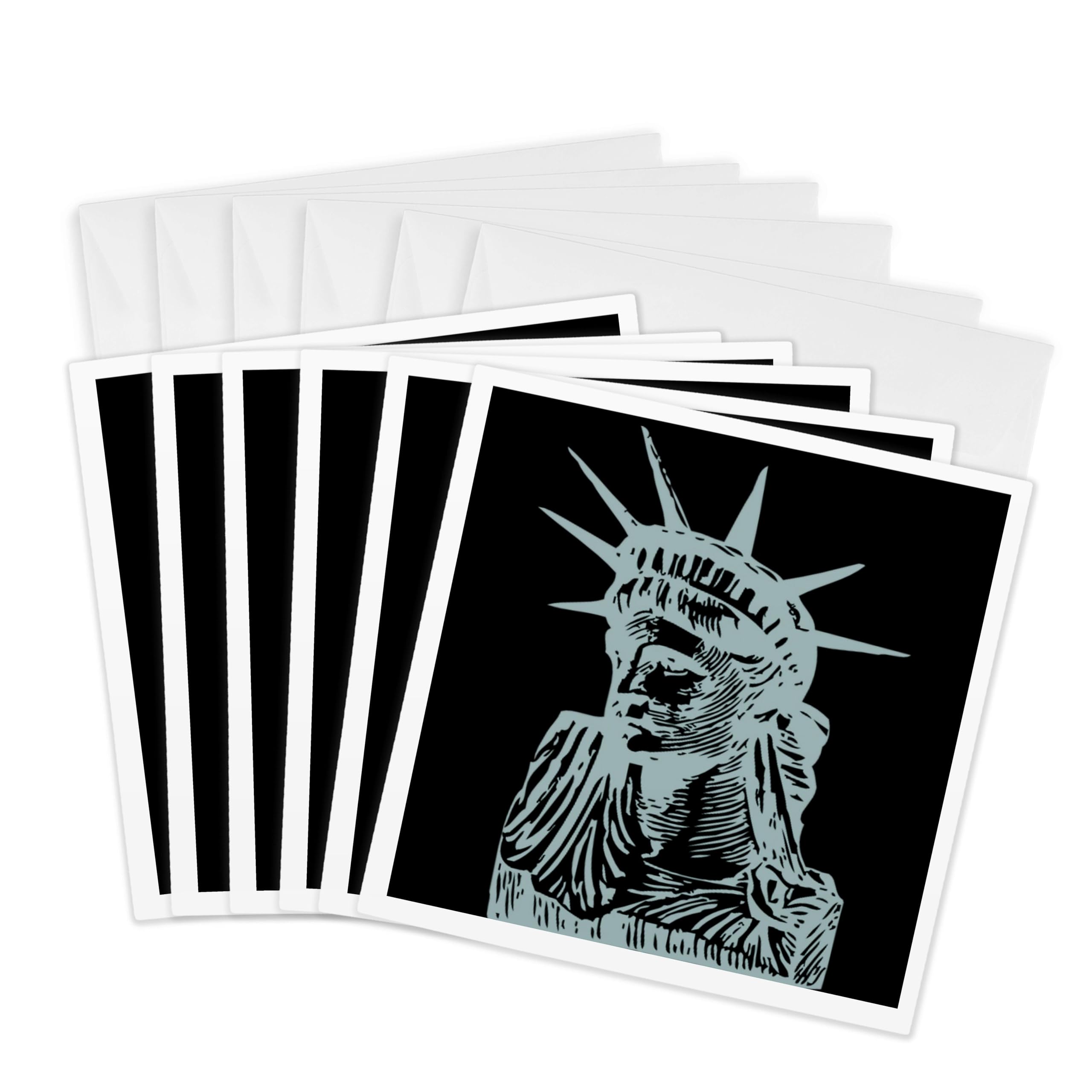 3dRose gc_38216_1 6 x 6-Inch "Art Deco Statue of Liberty" Greeting Card (Pack of 6)